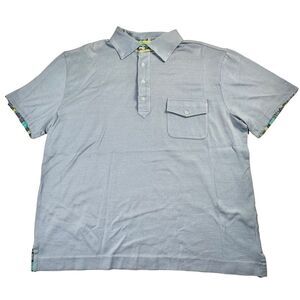 ROBERT GRAHAM Men's Large‎ Light Blue Embroidered Short Sleeve Polo 100% Cotton